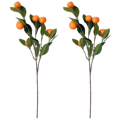 Eyccier 2pcs gefälschte Orangen Zweige 25 künstliche Mandarine -Plastikfrucht Simulation Künstliche Früchte lebensee Fruchtfleischstämme mit grünen Blättern für Vase -Wohnkultur. von Eyccier