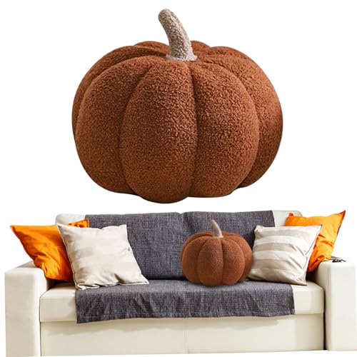 Eyccier Kürbiskissen 13, 8 Zoll Dia Thanksgiving Herbstwurf Kissen weiche 3D -Halloween -Kürbiskissen für Autosofa Halloween Thanksgiving Dekorationen Braun .. von Eyccier