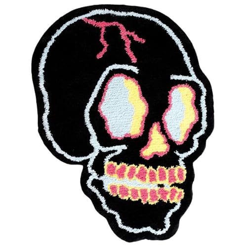 Eyccier Schädel Teppich Nicht-Schlupf-Halloween Gothic Teppiche 24x35 Zoll Horror Witchy Schädelbereich Teppich Schwarz Goth Bad für Wohnzimmer Schlafzimmer Halloween Dekor .. von Eyccier