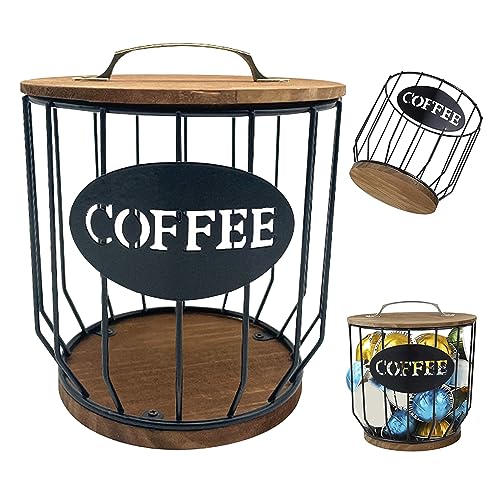 Kaffeeschotenhalter großer Kapazität Kaffeebar Organizer mit Holz Deckel Basis rustikaler platzsparender Schoten Organizer wiederverwendbares Zubehör für Bar... von Eyccier