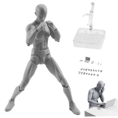 Mini Action Figur bewegliche Gesten PVC Leichtes Modell steht Puppenkörper-Chan-Set mit Sockelunterstützung für das Skizzieren, Malerei, Zeichnen von Männern. von Eyccier