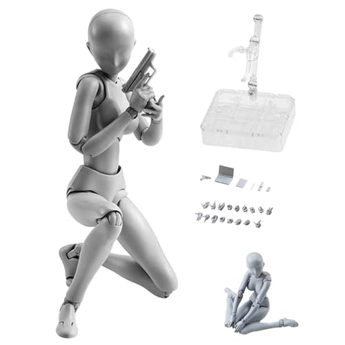 Mini Action Figur bewegliche Gesten PVC Leichtgewichtiges Modell steht Puppenkörper-Chan-Set mit Sockelunterstützung für das Skizzieren, Malen, Zeichnen von Frauen. von Eyccier
