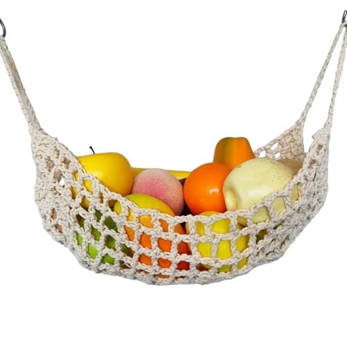 Obsthängematte, hohl hängende Obstkorb mit Haken, Bananenhängematte für Zuhause, Boot, RV. von Eyccier