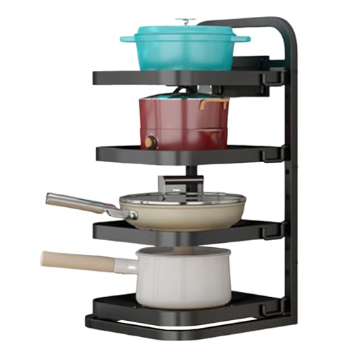 Pfanne Rack 4 Schicht Kohlenstoffstahl Hochleistungsverstellbares beschichtbares schwarzes Pan -Standtöpfe und Pfannenorganisierer für Küchenarbeitsplatte. Bodenschrank... Pfanne Rack 4 Schicht Kohlenstoffstahl Hochleistungsverstellbares beschichtbares schwarzes Pan -Standtöpfe und Pfannenorganisierer für Küchenarbeitsplatte. Bodenschrank... von Eyccier