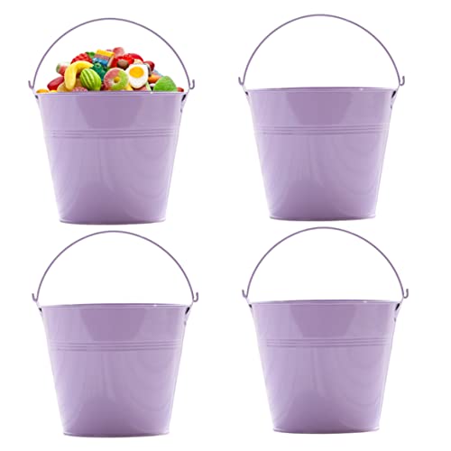 Verzinkte Blechmetalleimer mit Griffen Eis Eimer Eimer für Bier Blumen Ostereier Party Gefällt mir 4pcs 4x4 Zoll lila von Eyccier
