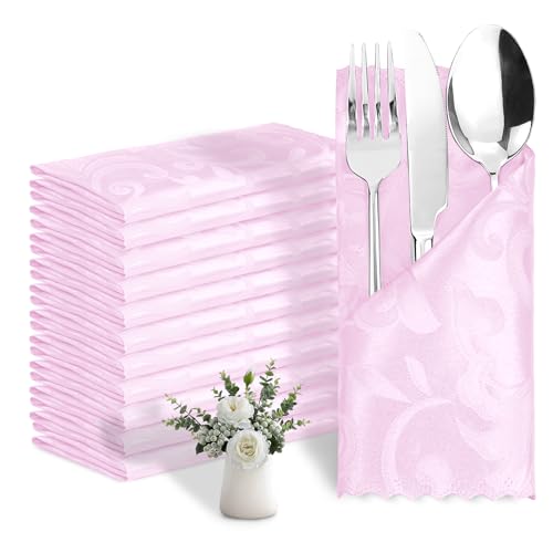 Eychei Satin-Servietten, 43,2 x 43,2 cm, Damast, seidig weiches Jacquard-Tischdecken-Set – quadratische Stoffservietten für Hochzeit, Bankett, Party-Dekoration, 24 Stück Eychei Satin-Servietten, 43,2 x 43,2 cm, Damast, seidig weiches Jacquard-Tischdecken-Set – quadratische Stoffservietten für Hochzeit, Bankett, Party-Dekoration, 24 Stück von Eychei