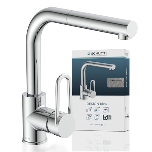 SCHÜTTE 26230 DESIGN RING Spültischarmatur, Wasserhahn Küche mit Geschirrbrause, Energie-und Wassersparfunktion für mehr Nachhaltigkeit, Chrom von Schütte