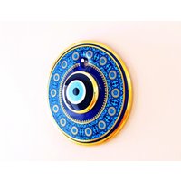 Handgefertigter Wandbehang Aus Glas Mit Bösem Blick, Goldenes Einweihungsgeschenk, 5 Zoll Glasfarbe Und Zusätzlichem Bösen Handgefertigter Wandbehang Aus Glas Mit Bösem Blick, Goldenes Einweihungsgeschenk, 5 Zoll Glasfarbe Und Zusätzlichem Bösen von EyeLikeItShop