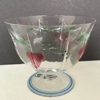 Orrefors Sweden Crystal Berry Desert Bowl Maja Footed Signiert Ee Al 4" T X 5" W 2 Stk Seltene Handbemalte Logo Siegel von EyeOnValues
