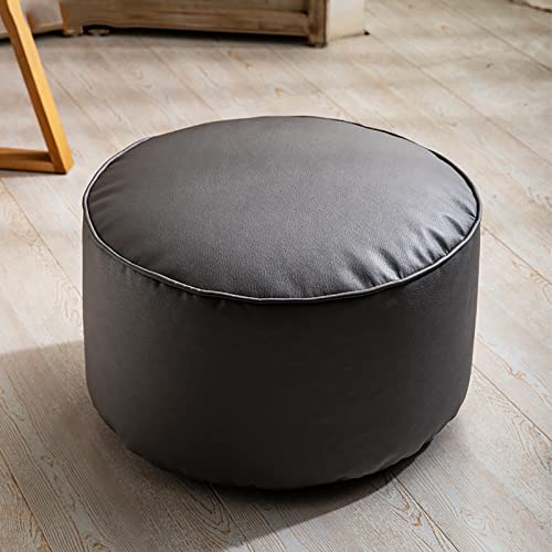 Runder Hocker aus Leder, weicher Ottoman-Fußhocker, Couchhocker, einfarbig, gefüllter Sitzsack, moderner kleiner Fußhocker für Wohnzimmer, Schlafzimmer, 45 x 45 x 28 cm (18 x 18 x 11 Zoll) hopeful von EyeWeb