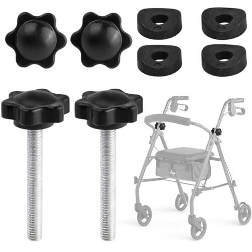 Eyech 2 Sets Ersatzarm-Einstellknöpfe für Rollatoren Walker, Universal Einstellbar Ersatz Rollator Zubehör, Walker Knob Ersatzteil mit M6 T Schienenschrauben & Unterlegscheiben Eyech 2 Sets Ersatzarm-Einstellknöpfe für Rollatoren Walker, Universal Einstellbar Ersatz Rollator Zubehör, Walker Knob Ersatzteil mit M6 T Schienenschrauben & Unterlegscheiben von Eyech