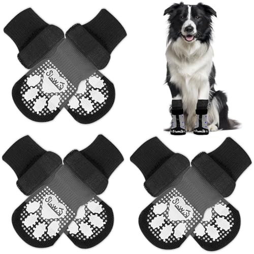 Eyein 3 Paar Doppelseitige Anti-Rutsch Socken für Hunde, Weiche Hundesocken Pfotenschutz mit verstellbarem Klettverschluss für Hartholzböden in Innenräumen, Schwarz,M Eyein 3 Paar Doppelseitige Anti-Rutsch Socken für Hunde, Weiche Hundesocken Pfotenschutz mit verstellbarem Klettverschluss für Hartholzböden in Innenräumen, Schwarz,M von Eyein
