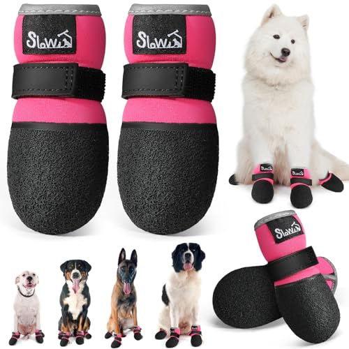 Eyein Hundeschuhe Pfotenschutz, Atmungsaktive & rutschfeste Hundesocken für Hartholzböden und heiße Sommerböden, reflektierender Hundeschuhe mit Klettverschluss für Spaziergänge im Freien (Rose, 1) Eyein Hundeschuhe Pfotenschutz, Atmungsaktive & rutschfeste Hundesocken für Hartholzböden und heiße Sommerböden, reflektierender Hundeschuhe mit Klettverschluss für Spaziergänge im Freien (Rose, 1) von Eyein