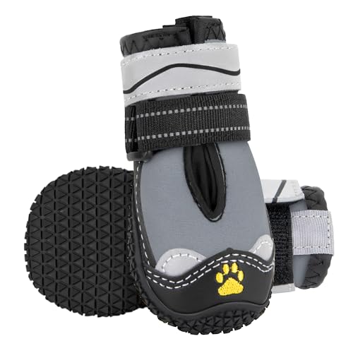 Eyein Hundeschuhe Pfotenschutz, 2 Stück Wasserabweisend Hundeschuhe mit Rutschfester Sohle und reflektierendem Klettverschluss für kleine, mittlere und große Hunde, Sport im Freien, Grau, Größe 4 Eyein Hundeschuhe Pfotenschutz, 2 Stück Wasserabweisend Hundeschuhe mit Rutschfester Sohle und reflektierendem Klettverschluss für kleine, mittlere und große Hunde, Sport im Freien, Grau, Größe 4 von Eyein