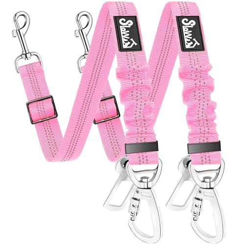 Eyein 2 Stück Hundegurt fürs Auto, Hunde Sicherheitsgurt mit Elastischer Ruckdämpfung, Verstellbarer Hund Anschnallgurt mit Universalstecker & Befestigung für Reisen Reiten im Fahrzeug, Rosa Eyein 2 Stück Hundegurt fürs Auto, Hunde Sicherheitsgurt mit Elastischer Ruckdämpfung, Verstellbarer Hund Anschnallgurt mit Universalstecker & Befestigung für Reisen Reiten im Fahrzeug, Rosa von Eyein