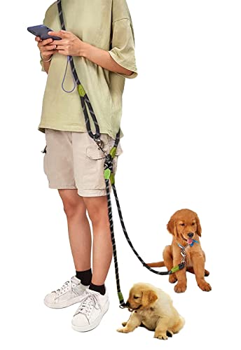 Doppelte Hundeleine 260cm Reflektierend Freihändige Leine Für Zwei Hunde Groß Mittel Und Klein Gehen 360° Kein Verwirren Schwarz von Eyeleaf