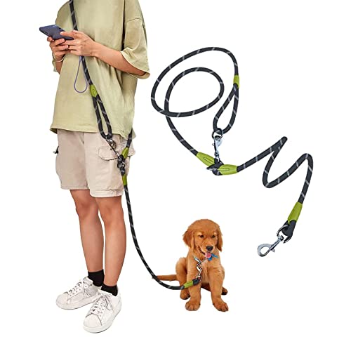 Hands Free Hundeleine 220cm Seil Crossbody Hundeleine Reflektierend für große mittlere kleine Hunde Gehen, Joggen und Laufen von Eyeleaf