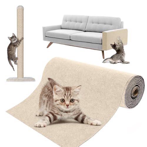 Selbstklebende Kratzschutzmatte für Sofa & Wand, 40x400 cm kratzschutz Sofa Katze - Trimmbarer Schutz gegen Katzenkratzer DIY Krallen Katzenteppich(Reisweiß, 40 * 400cm) von Eyeleaf