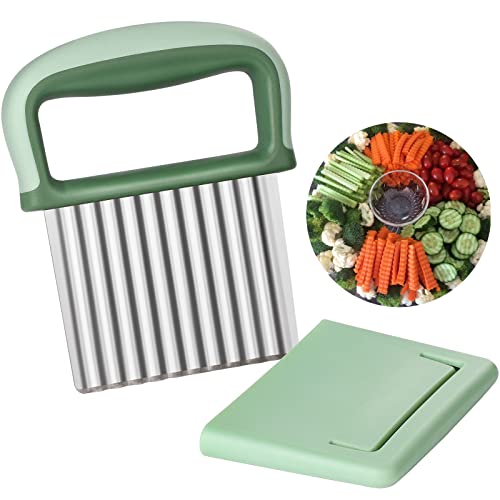 Crinkle Cutter Kartoffelknisterzerkleinerer Edelstahl Wellenmesser Schneidewerkzeug Kartoffelzerkleinerer Karottenklinge Slicers French Fry Cutter Zwiebelschneidemesser von Eyerayo
