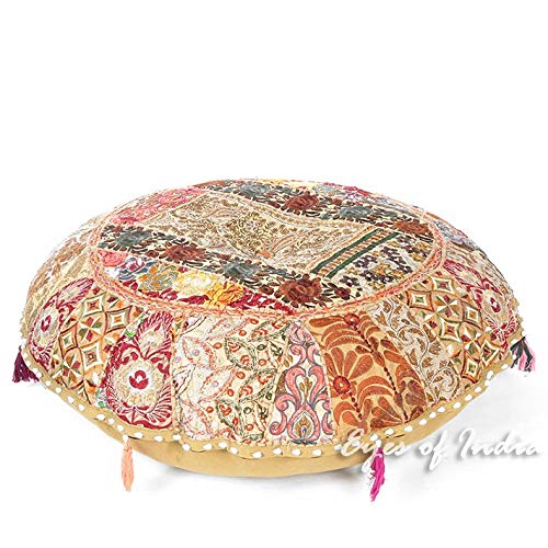 Eyes of India - 22" Brown Round Colorful Decorative Floor Pillow Seating Patchwork Patchwork Cushion Cover Meditation Throw Bohemian Accent Boho Chic Indian Handmade Cover ONLY Eyes of India - 22" Brown Round Colorful Decorative Floor Pillow Seating Patchwork Patchwork Cushion Cover Meditation Throw Bohemian Accent Boho Chic Indian Handmade Cover ONLY von Eyes of India