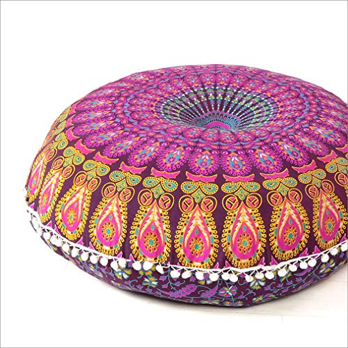 Eyes of India Boden-Meditationskissenbezug Mandala ca. 81 cm Deko-Hippie-Bohemian-Boho-Indien, Puff, Ottoman/Hocker von Eyes of India