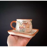 Handbemalte Frosch-Tasse Tier-Cappuccino-Tasse Aus Keramik Handbemalte Frosch-Tasse Tier-Cappuccino-Tasse Aus Keramik von EyesOfTreesShop