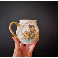 Handbemalte Frosch Keramik Tasse Gemütliche Cappuccino Tasse, 350Ml Handbemalte Frosch Keramik Tasse Gemütliche Cappuccino Tasse, 350Ml von EyesOfTreesShop