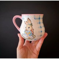 Handbemalte Hase Kaffeetasse Keramik Tier Tasse Handbemalte Hase Kaffeetasse Keramik Tier Tasse von EyesOfTreesShop