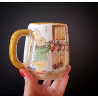 Handbemalte Hase Kaffeetasse Keramik Tier Tasse Handbemalte Hase Kaffeetasse Keramik Tier Tasse von EyesOfTreesShop