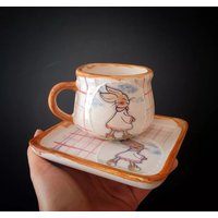 Hase Kaffeetasse Handbemalte Keramik Tier Tasse Hase Kaffeetasse Handbemalte Keramik Tier Tasse von EyesOfTreesShop