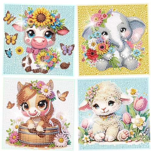 Diamond Painting Kinder ab 6 7 8 9 10 11 12 Mädchen Jungs Diamant Painting Bilder, Diamond Painting Klein Set Tiere von Eyezeeption