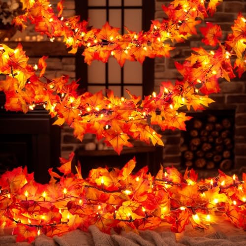 Herbstdeko, 2 Stück Led Halloween Lichterkette Herbst Girlande Für Innen & Außen, Ahornblätter Herbstgirlande Herbst Dekoration Für Zuhause, Kamin, Party Halloween Weihnachtsdekoration Herbstdeko, 2 Stück Led Halloween Lichterkette Herbst Girlande Für Innen & Außen, Ahornblätter Herbstgirlande Herbst Dekoration Für Zuhause, Kamin, Party Halloween Weihnachtsdekoration von Eyezeeption