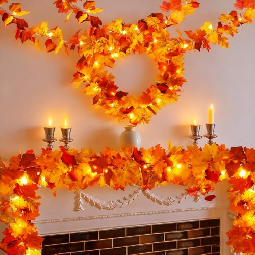 Herbstdeko, 2 Stück Led Halloween Lichterkette Herbst Girlande Für Innen & Außen, Ahornblätter Herbstgirlande Herbst Dekoration Für Zuhause, Kamin, Party Halloween Weihnachtsdekoration Herbstdeko, 2 Stück Led Halloween Lichterkette Herbst Girlande Für Innen & Außen, Ahornblätter Herbstgirlande Herbst Dekoration Für Zuhause, Kamin, Party Halloween Weihnachtsdekoration von Eyezeeption