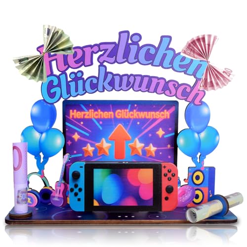 Jugendweihe Geschenke Junge，Zocker Geschenk Gamer Geschenk Geldgeschenk Geburtstagskarte Mann，Verpackung Geburtstag Gaming Zimmer Deko Aus Holz Geldgeschenk Jugendweihe (B) von Eyezeeption