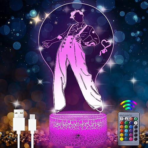 Eygerur Harry-Style Geschenke Dekoration Nachtlicht 3D LED Illusion Lampe 16 Farben Kunst Skulptur Lichter USB Smart Touch Taste Fernbedienung Tischlampe perfekte Geschenke für Harry-Style Fans von Eygerur