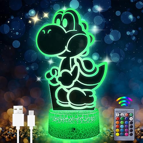 Japan Anime Yoshi Nachtlicht für Kinder 3D LED Illusion Lampe 16 Farben Yoshi Spielzeug Licht USB Smart Touch Fernbedienung Tischlampe Yoshi Geschenk für Kinderzimmer Dekoration Urlaub Geschenke von Eygerur