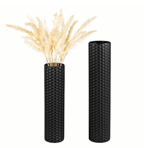 2pcs Boden Vase Metall Schwarz Hoch Große EylKoi Zylinder Vasen Extra Große Moderne Ecke Vasen Giant Stand Up Long Honeycomb Textur für Indoor Office Home Decor Wohnzimmer, H: 55 +70cm 2pcs Boden Vase Metall Schwarz Hoch Große EylKoi Zylinder Vasen Extra Große Moderne Ecke Vasen Giant Stand Up Long Honeycomb Textur für Indoor Office Home Decor Wohnzimmer, H: 55 +70cm von EylKoi