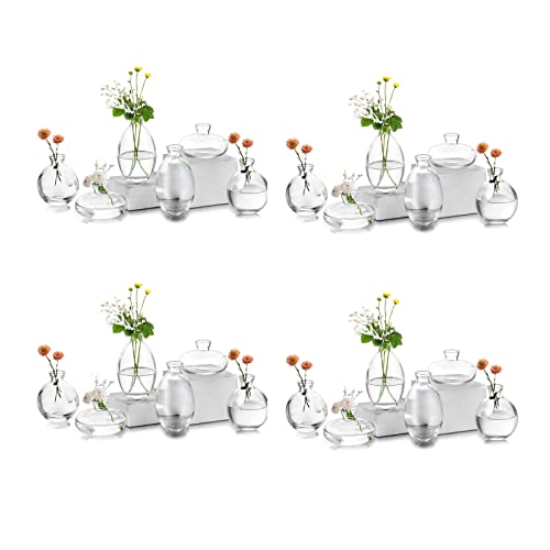 Kleine Vasen füR Tischdeko Glas - EylKoi 8 Sätze(24 Stück) Transparent Mini Vase Vintage Handmade Hydroponic Glasvase Blumenvase Modern Set Fuer Hochzeit Tischdeko, Zuhause Wohnzimmer Blumen Rose von EylKoi