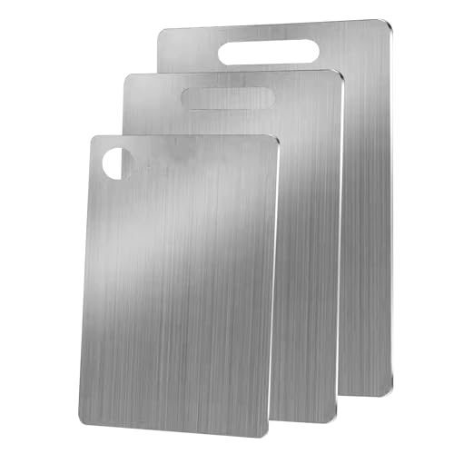 Schneidebrett-Set, 3-teilig, Schneidebrett aus Edelstahl, Lebensmittelqualität, Schneidebrett für Fleisch, Gemüse, Obst, Schneidebretter für die Küche, spülmaschinenfest Schneidebrett-Set, 3-teilig, Schneidebrett aus Edelstahl, Lebensmittelqualität, Schneidebrett für Fleisch, Gemüse, Obst, Schneidebretter für die Küche, spülmaschinenfest von Eylkeup