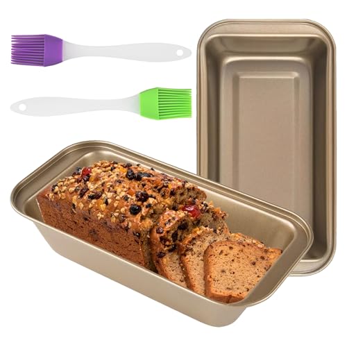 2er Pack Echteckig Brotbackform, Rechteckig Antihaftbeschichtet Karbonstahl Brotbackform mit Antihaftbeschichtet,mit 2 Küchenbürsten,geeignet zum Backen von Brot, Kuchen, Toast und anderen Süßspeisen von Eymobad