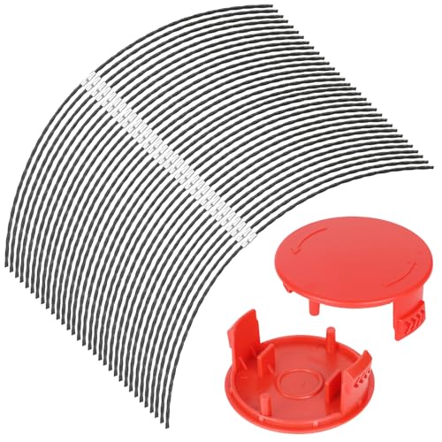 Eyoloty 32 Stück F016800431 Rasentrimmer Trimmerfaden für Bosch Home and Garden AFS 23-37 Freischneider,Extrastarker Faden Länge: 37 cm, Ø: 3,5 mm mit 2 Stück F016F04841 Spulenabdeckung von Eyoloty