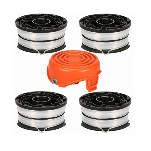 Eyoloty DF-065 Rasentrimmer-Spule, kompatibel mit Black and Decker GH710 GH700 GH750 DF-065-BKP Unkrautfresser Nachfüllfaden 11 m 0,2 cm Auto-Feed Dual Line Edger mit RC-065-P Spulenabdeckung (4+1) von Eyoloty