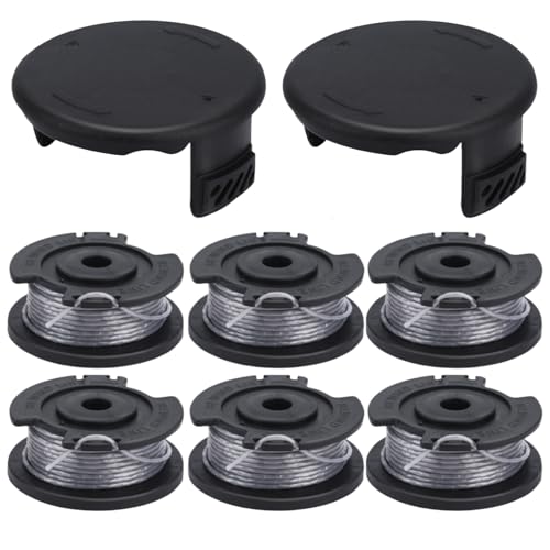 Eyoloty Fadenspule F016800569/F016800385 Für Bosch Akku Rasentrimmer ART23SL ART23-28 ART2300 ART26SL, Länge 4 m Ø 1,6 mm und Spulenabdeckung F016F04557 (6 Spulen + 2 Kappe) von Eyoloty