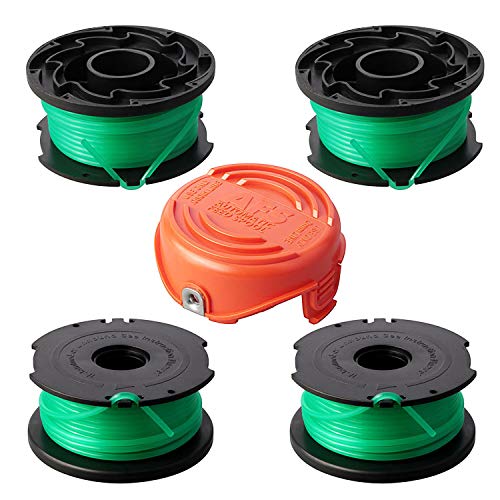 Eyoloty Fadenspule Reflex A6486 A6486-XJ A6482 passend für Black+Decker GL8033,GL9035,STB3620L,STC5433,STC5433B,STB3620L Rasentrimmer，6 M Länge Ø 2 mm mit 90583594 spulendeckel (4 Spulen + 1 Kappe) von Eyoloty