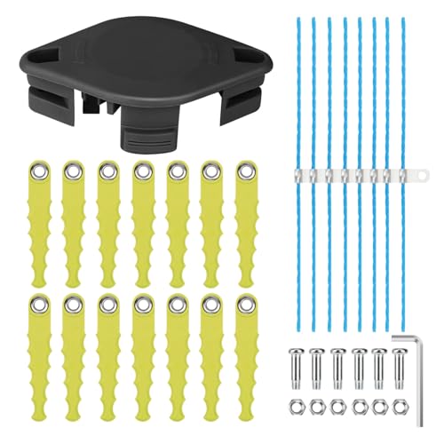 Eyoloty Schlagmesser Sense Trimmer 5132004559 RAC155 RAC158 für Ryobi 18V Akku-Rasentrimmer OLT1825M,RY18LT25A-113P,RY18LT25A-120P,OLT1832,RLT2925,14x Ersatzmesser mit 8x Extrastarker Faden (30 Stück) von Eyoloty