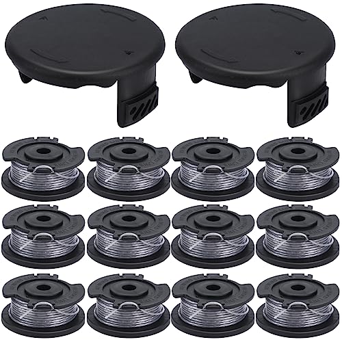 Eyoloty Fadenspule F016800569/F016800385 Für Bosch Akku Rasentrimmer ART23SL ART23-28 ART2300 ART26, Länge 4 m Ø 1,6 mm und Trimmerkappen F016F04557 (12Spulen + 2 Kappe) von Eyoloty