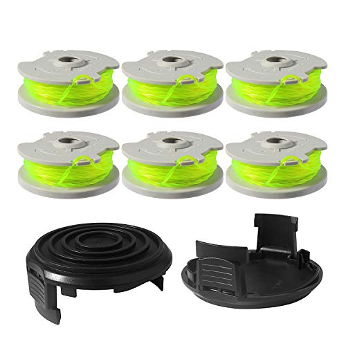 Eyoloty WA0014 WA0037 Fadenspule passend für Worx WG184E WG184 WG168E WG168 WG190 WG191 Rasentrimmer,Ersatzfadenspule Länge 6 m Ø 2 mm (6 Spulen + 2 Kappe) von Eyoloty