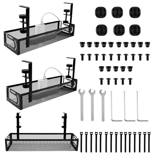 3 Stück Kabelmanagement Schreibtisch Verstellbarer Clip On Ohne Bohren Mesh Design mit Kabelorganizer Schützen Desktop für Büro Zuhause Internetcafé von Eyoulife