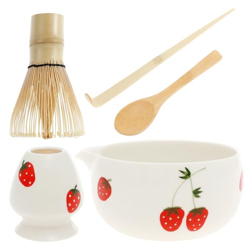 Eyoulife 5 Teiliges Matcha Set mit Matcha Bowl, Chasen, Whisk Holder, Chashaku, Teelöffel, Vorratsglas, Glatt Spitzmund Design für Teeliebhaber(Stil 1) von Eyoulife
