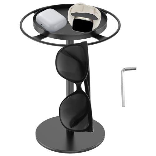 Eyoulife Brillenständer Kann 8 Brillenpaare Präsentieren, Sonnenbrillen Ständer Metall mit Tablett, Weicher Polsterung, Antirutschmatte, Stabil Platzieren, für Schreibtisch Frisiertisch (Schwarz) von Eyoulife